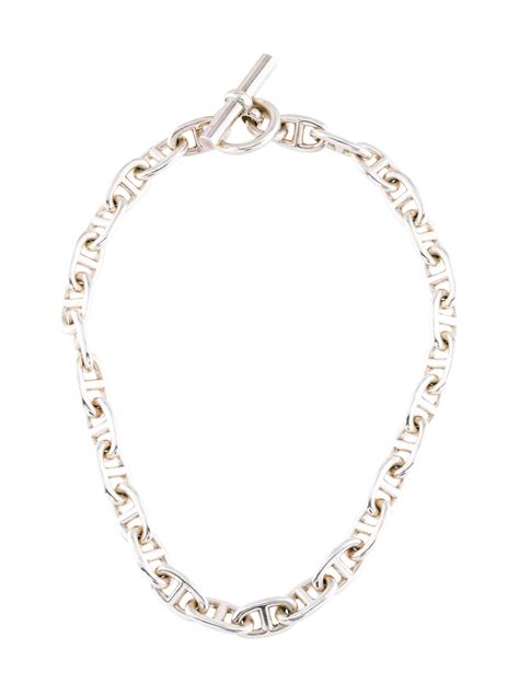 hermes chain necklace silver|authentic Hermes necklaces.